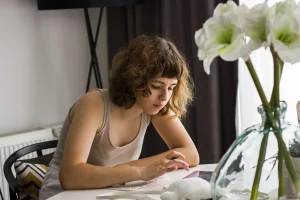 woman journal self confidence